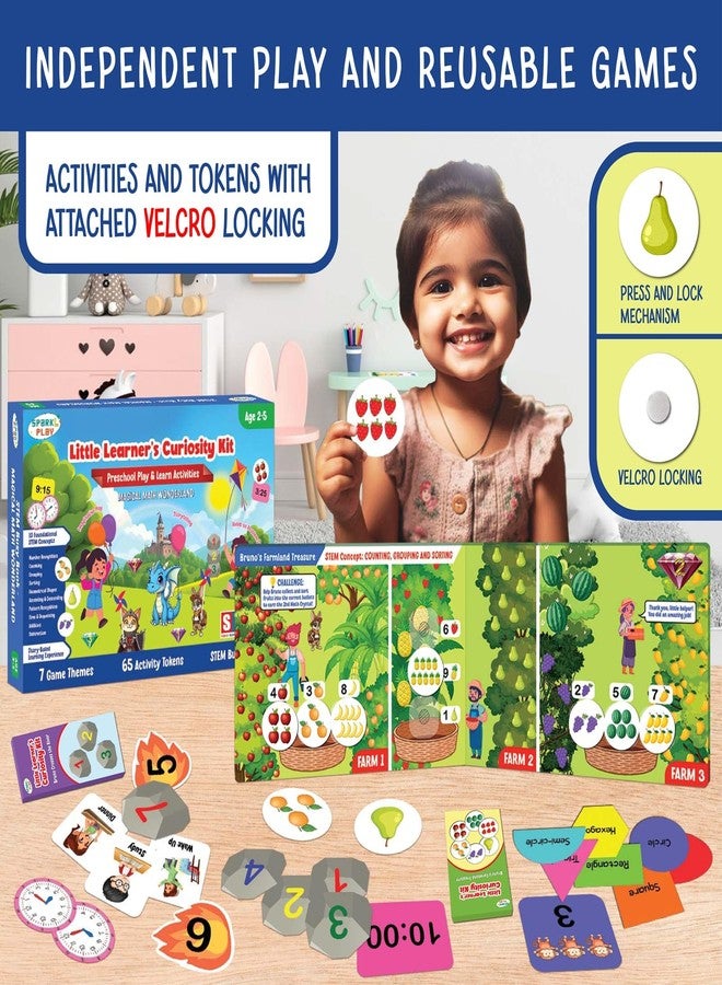 كتاب أنشطة SparkLPlay للأطفال الصغار من عمر سنتين إلى خمس سنوات | لعبة تعليمية مبكرة في الرياضيات والعلوم والتكنولوجيا والهندسة والرياضيات | صندوق أنشطة للعب والتعلم في مرحلة ما قبل المدرسة | هدية للأطفال | ١٠ مفاهيم أساسية - الأرقام، العد، التصنيف، الأشكال، الأنماط، الوقت - Image 2